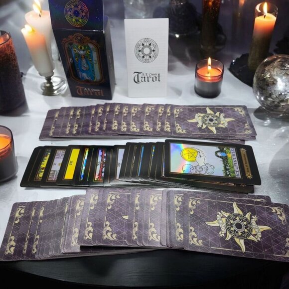 A.E. Classic Tarot Deck 78 Illustrated Holographic Cards with Guidebook in Tin - Picture 3 of 4